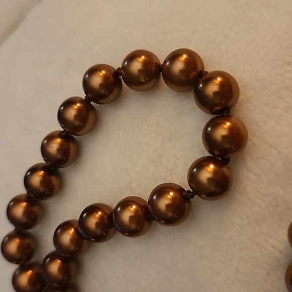 Vintage Genuine Copper Knot Beaded Box Clasp Necklace - Picture 5 of 10